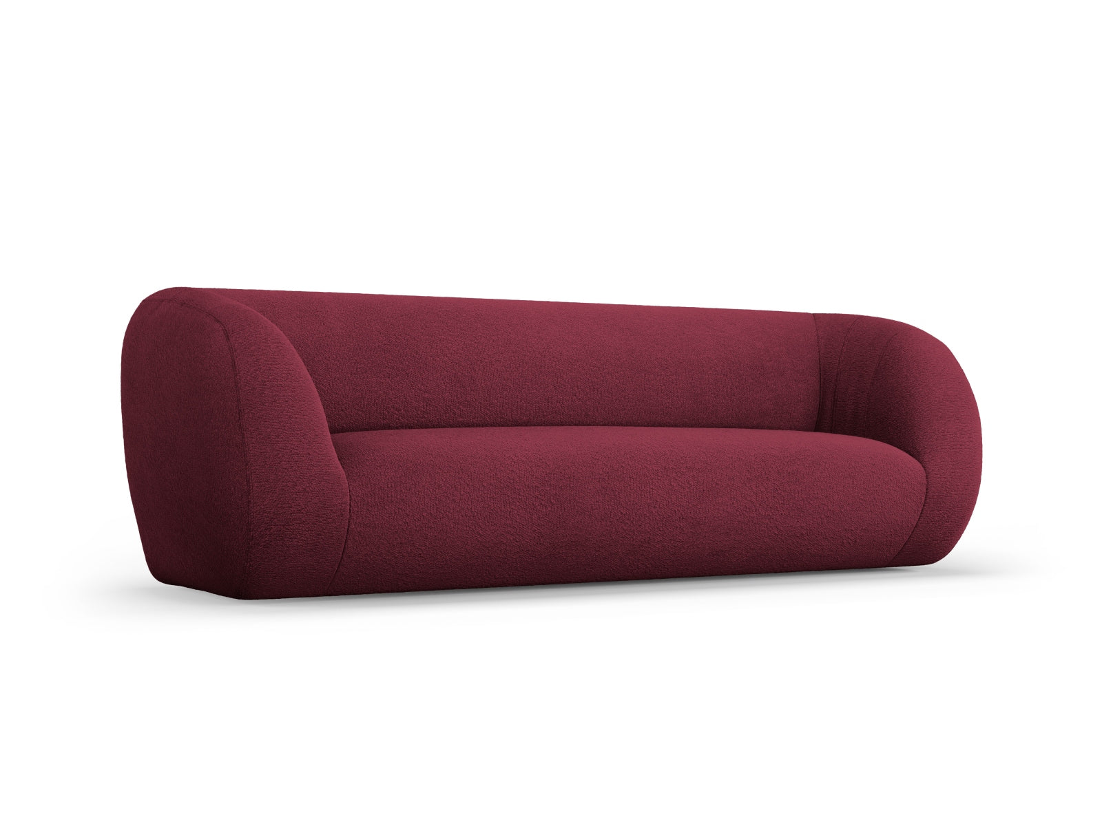 Stilvolles 3-Sitzer Boucle Sofa "Essen" in warmem Bordeaux, perfekt für ein modernes Wohnambiente, von Cosmopolitan Design.
