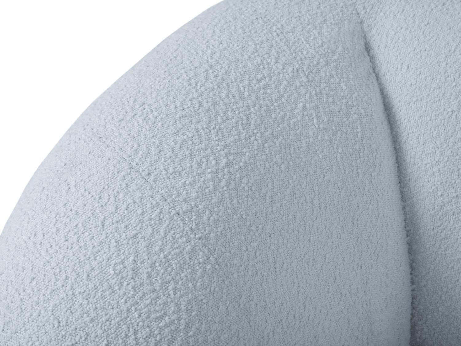 Stilvolles 3-Sitzer Boucle Sofa "Essen" in zartem Hellblau, perfekt für zeitgemäße Wohnräume, entworfen von Cosmopolitan Design.