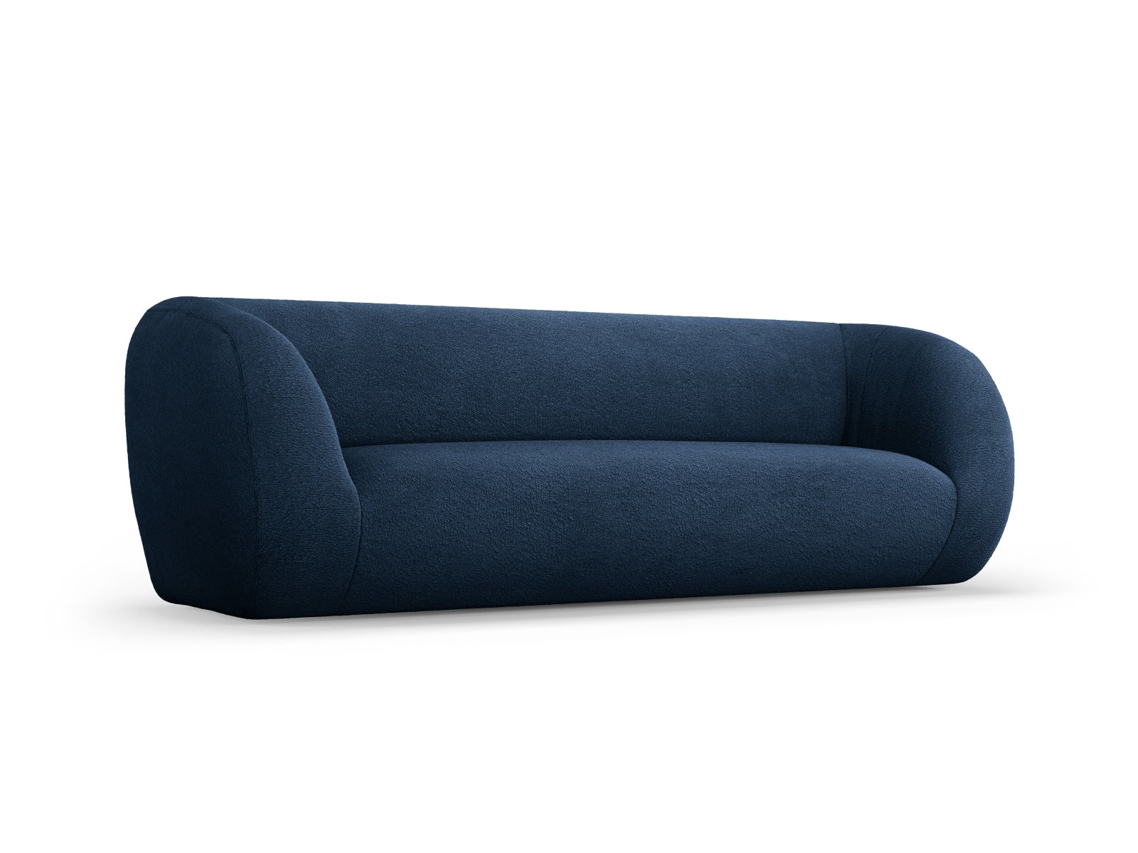 Stilvolles 3-Sitzer Sofa "Essen" in luxuriöser Boucle-Textur, tiefblau, perfekt für moderne und elegante Wohnumgebungen von Cosmopolitan Design.