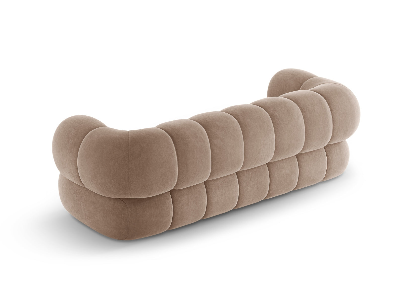 Elegantes 3-Sitzer Sofa Koge aus weichem Velours in edlem Dunkelbeige, ideal für stilvolle und einladende Wohnräume.