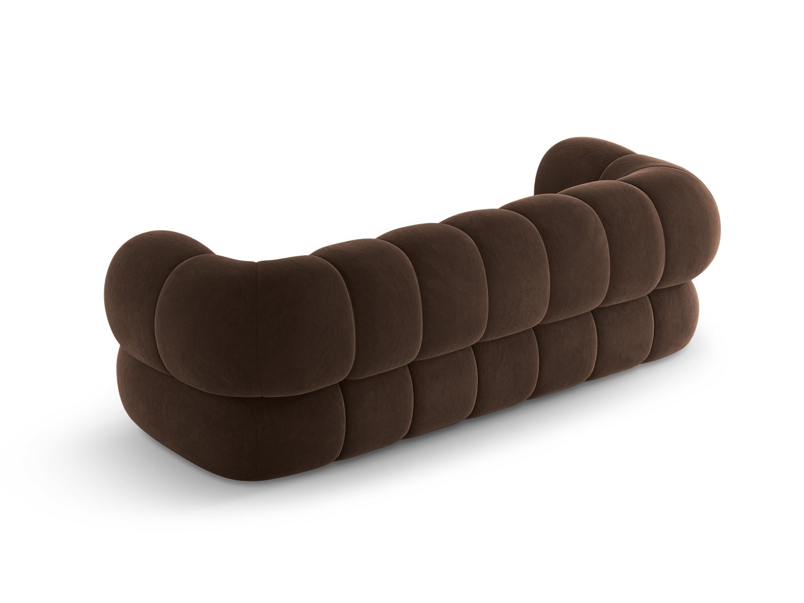 Elegantes 3-Sitzer Sofa Koge aus Velours in der Farbe Chocolate-Vogue, ideal für stilvolle und einladende Wohnräume.