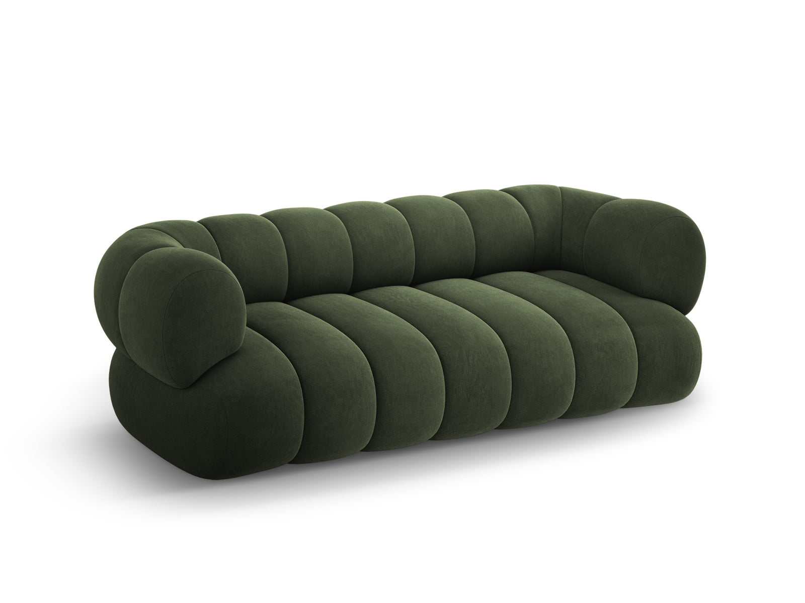 Stilvolles 3-Sitzer Sofa Koge aus Velours in ansprechendem Grün, 95 cm breit, perfekt für ein modernes Wohnambiente.