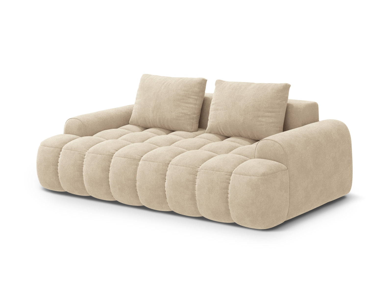 Stilvolles 3-Sitzer Sofa Linz aus Velours in hellem Beige, perfekt für moderne Wohnkonzepte und gemütliche Atmosphäre.
