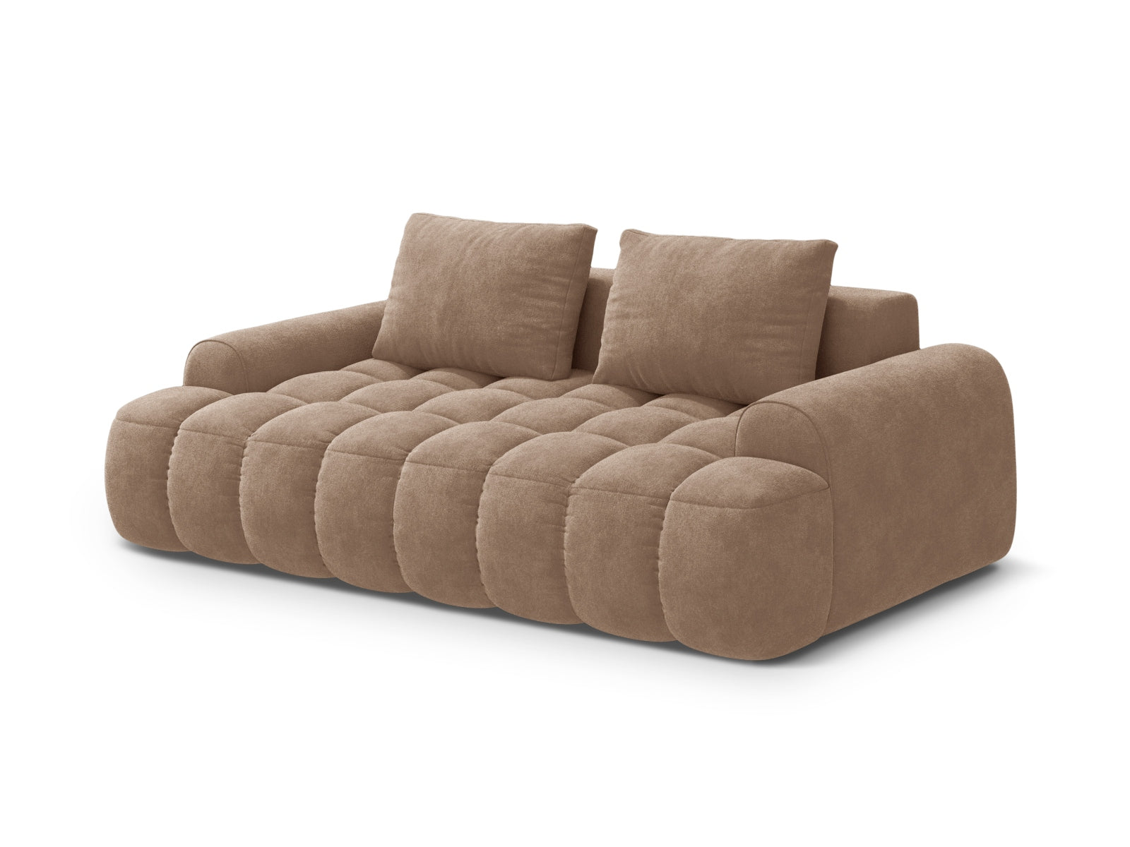Stilvolles 3-Sitzer Sofa Linz aus Velours in Dunkelbeige, perfekt für gemütliche und moderne Wohnambiente.