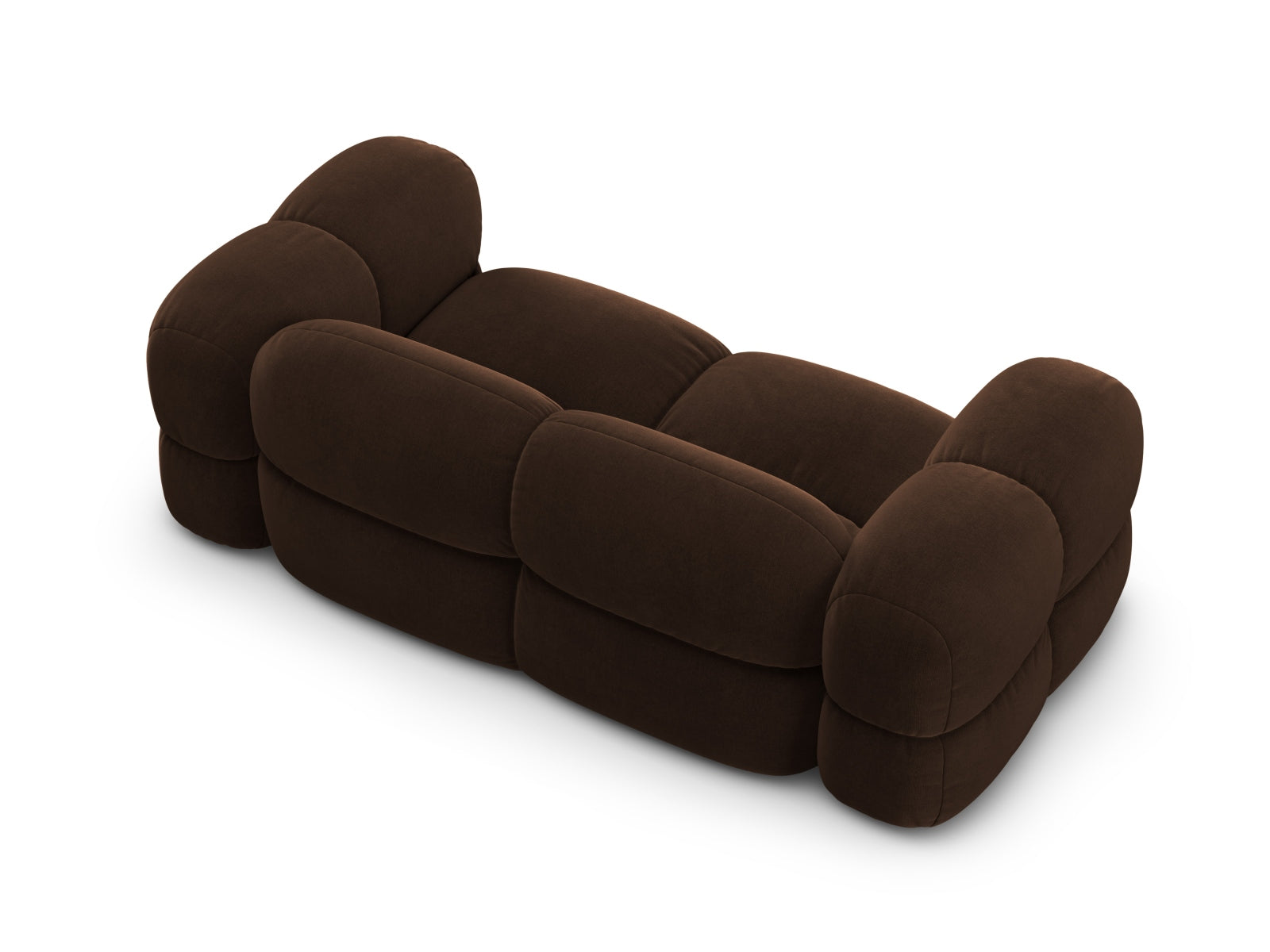 Stilvolles 3-Sitzer Sofa Loretto aus Velours in edlem Chocolate-Vogue, perfekt für gemütliche und moderne Wohnambiente.