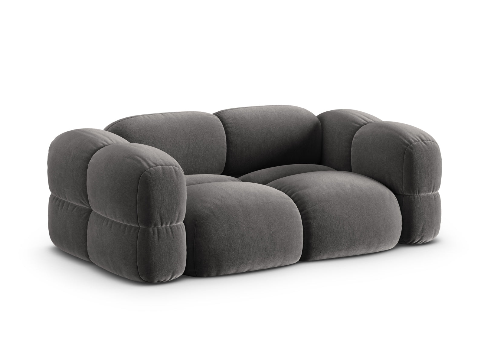 Stilvolles 3-Sitzer Velour Sofa Loretto in Grau, perfekt für moderne Wohnkonzepte und entspannte Stunden im Wohnzimmer.