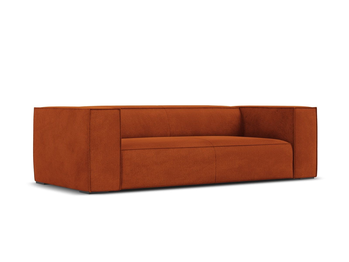 Beiges 3er Sofa Turin von Cosmopolitan Design mit Chenille-Stoffbezug Rosario, Massivholzrahmen und Beinen aus schwarzem Buchenholz.