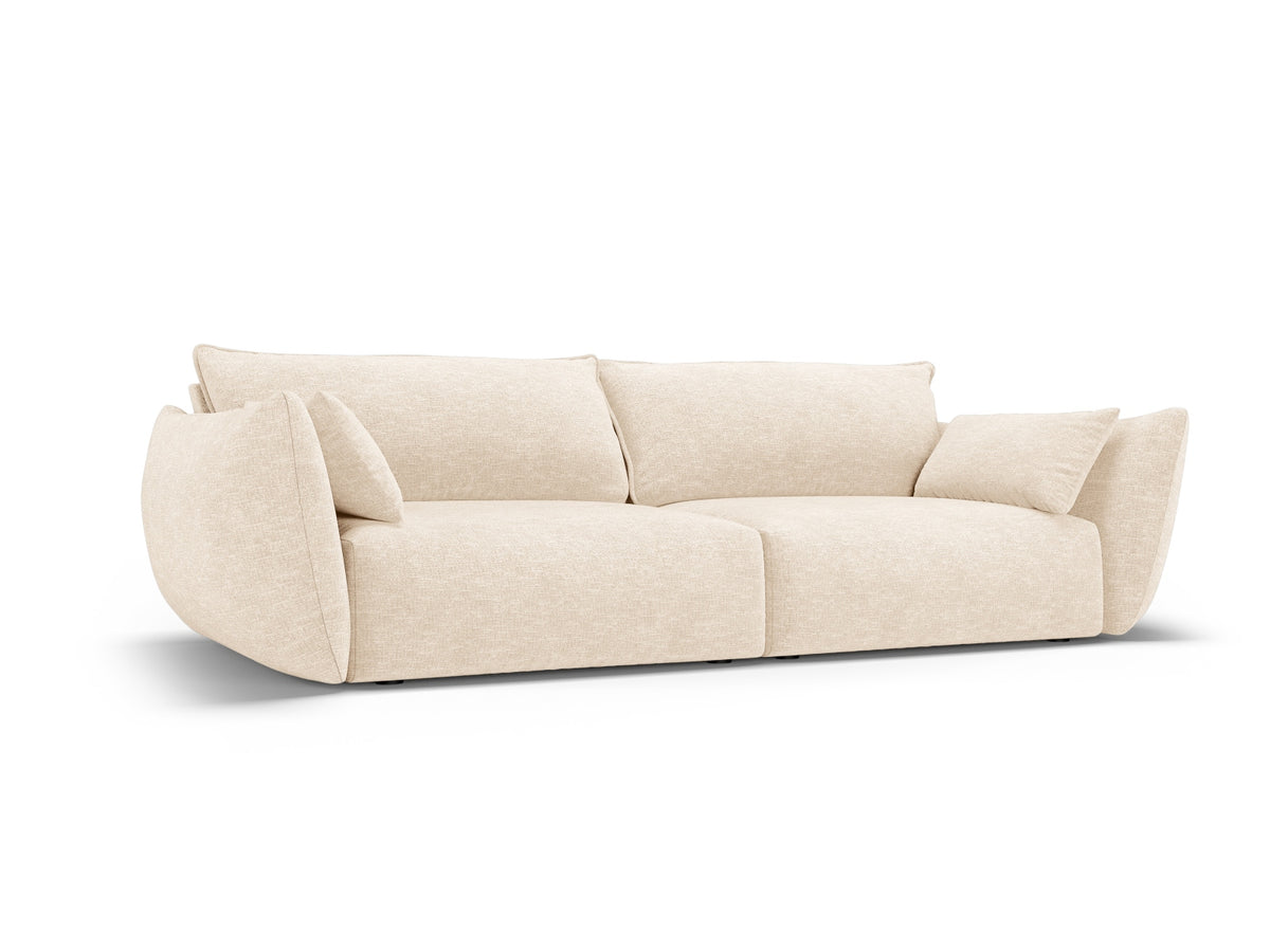 3er Sofa Matera mit Stoffbezug, Massivholzrahmen und schwarzen Kunststoffbeinen