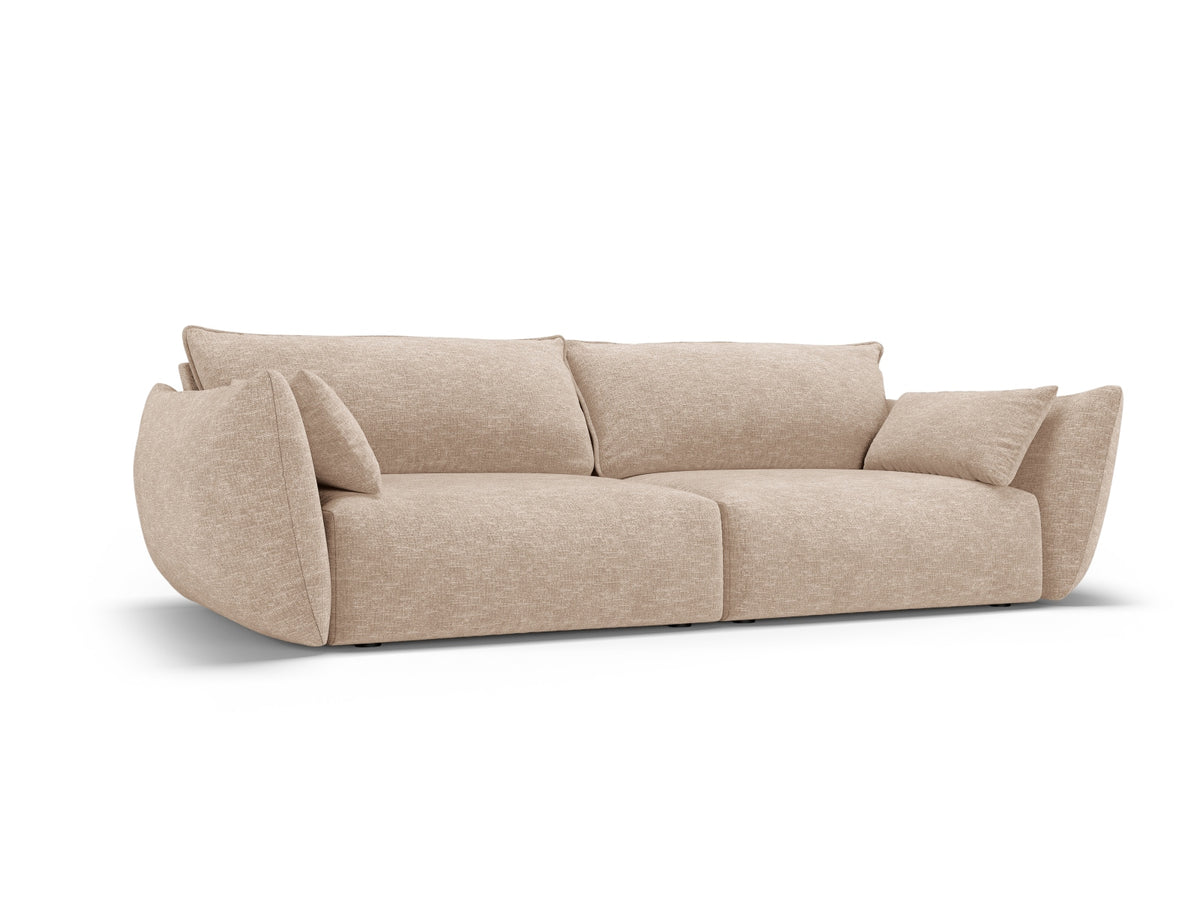 3er Sofa Matera mit Stoffbezug, Massivholzrahmen und schwarzen Kunststoffbeinen