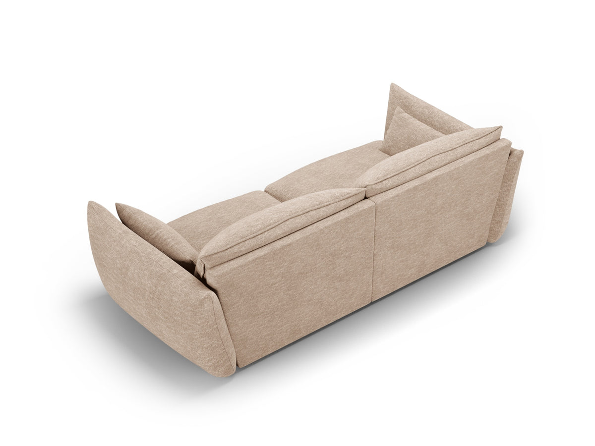3er Sofa Matera mit Stoffbezug, Massivholzrahmen und schwarzen Kunststoffbeinen