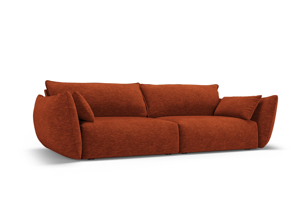 3er Sofa Matera mit Stoffbezug, Massivholzrahmen und schwarzen Kunststoffbeinen