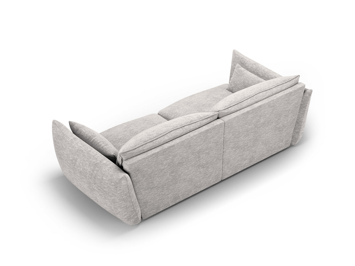 3er Sofa Matera mit Stoffbezug, Massivholzrahmen und schwarzen Kunststoffbeinen
