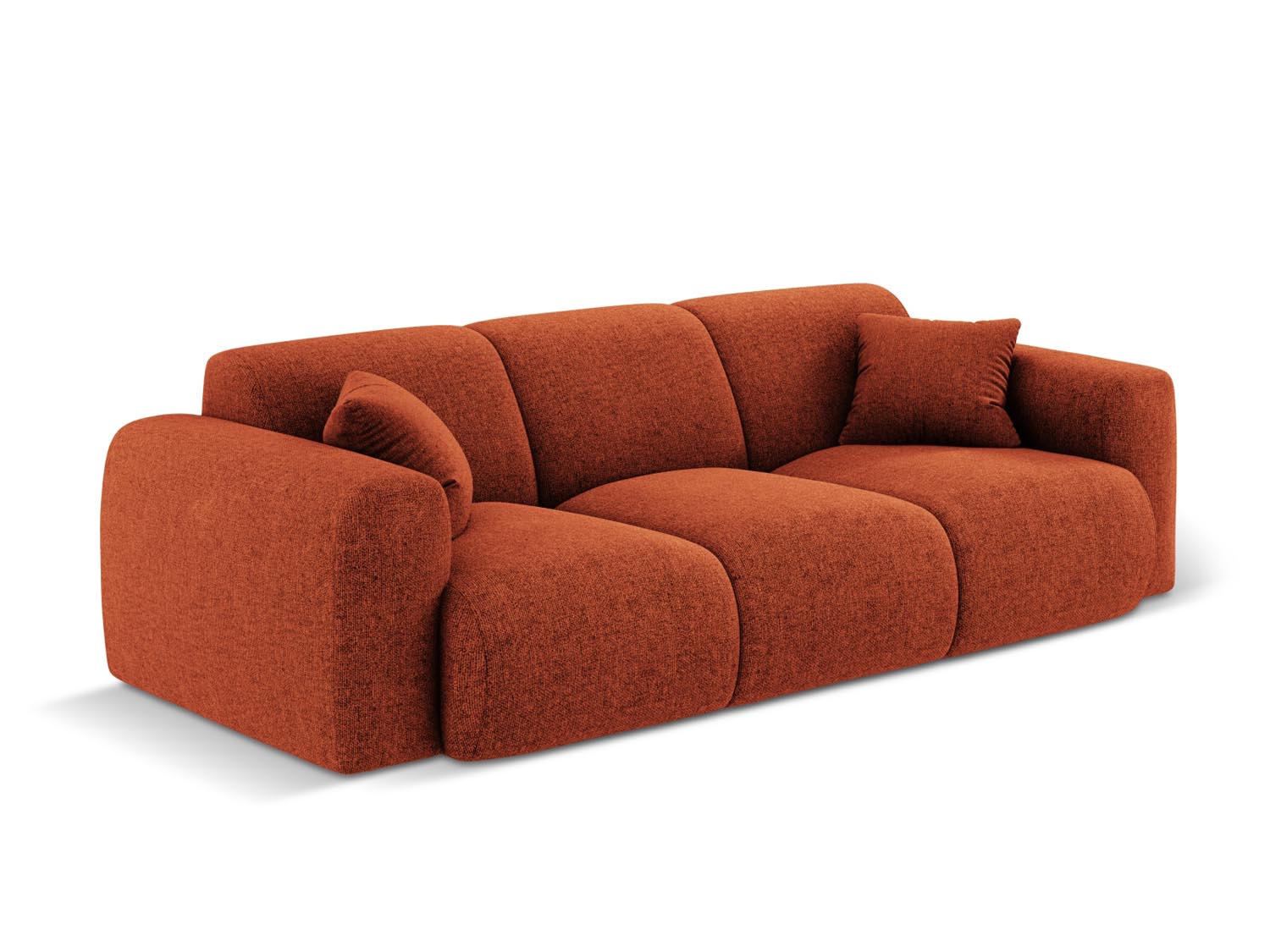 Stylisches Nolio 3-Sitzer Sofa in ansprechendem Terracotta, perfekt für gemütliche und moderne Wohnambiente. Hochwertige Verarbeitung von Cosmopolitan Design.