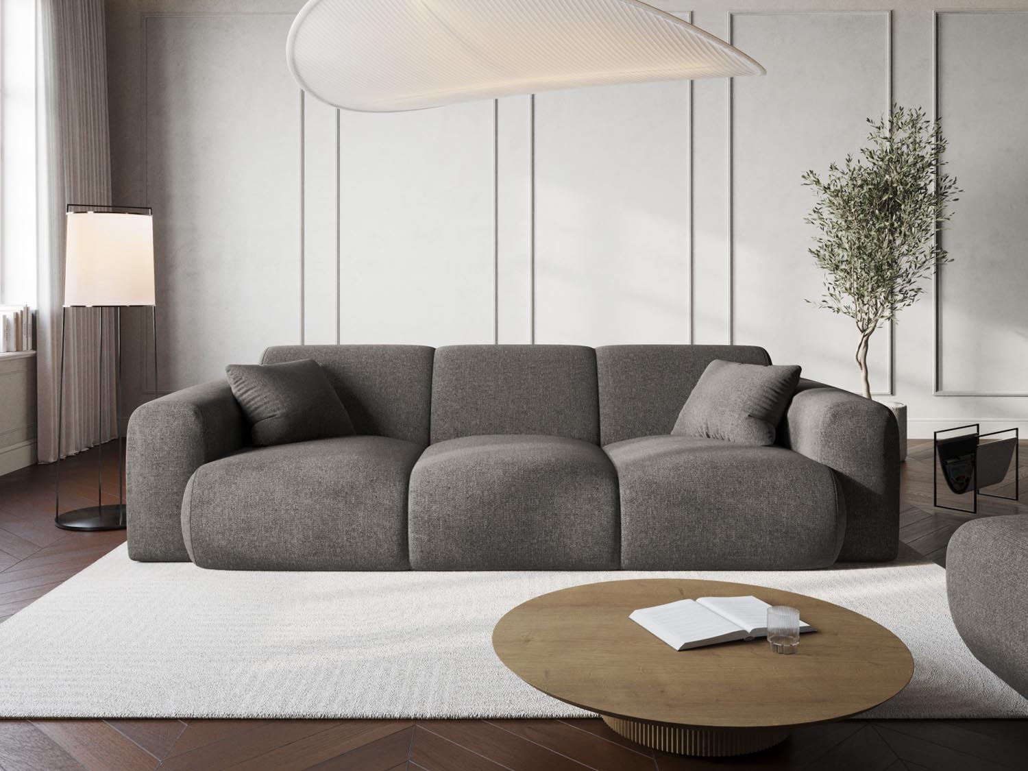 Elegantes Nolio 3-Sitzer Sofa in Grau, ideal für moderne Wohnräume. Stilvolles Design von Cosmopolitan Design für Komfort und Ästhetik.