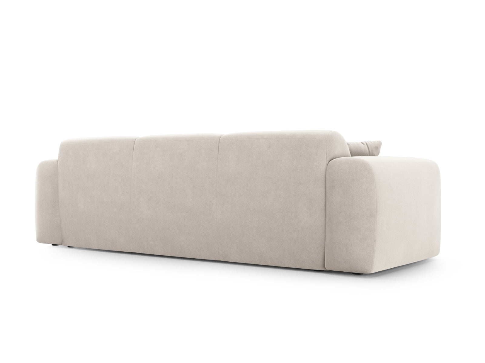 Elegantes 3-Sitzer Sofa aus Velours in zartem Beige, ideal für zeitgemäße Inneneinrichtungen. Exquisite Qualität von Cosmopolitan Design.