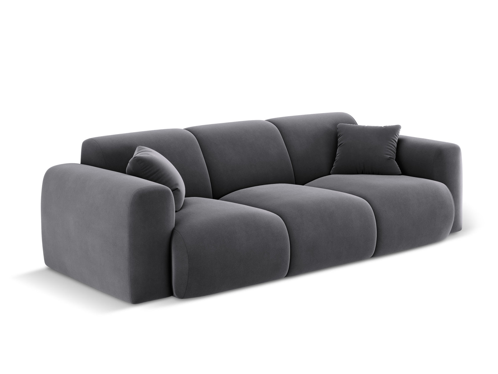 Stilvolles 3-Sitzer Velour Sofa in Dunkelgrau von Cosmopolitan Design, perfekt für gemütliche und moderne Wohnambiente.
