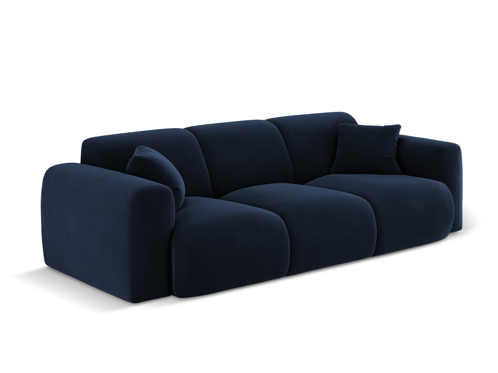 Stilvolles 3-Sitzer Velour Sofa in Royal Blue von Cosmopolitan Design, perfekt für moderne Wohnkonzepte und gemütliche Atmosphäre.