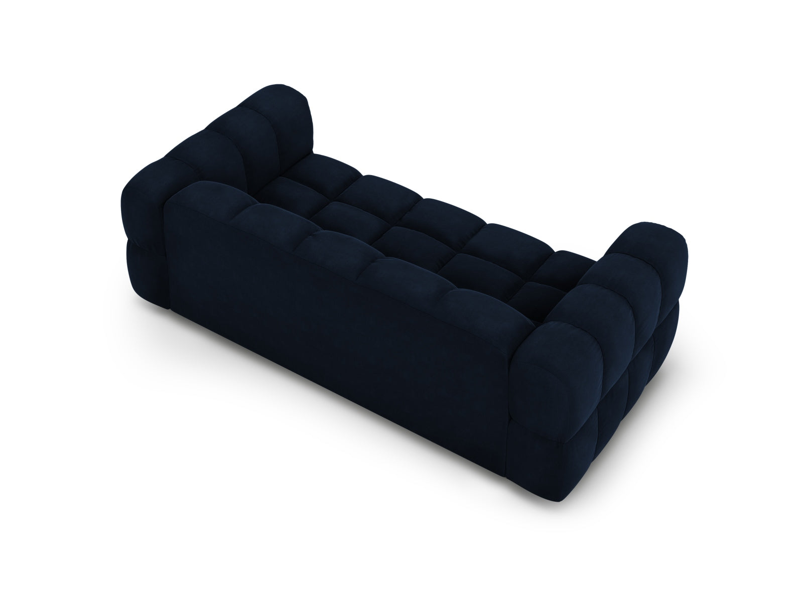 Luxuriöses 3-Sitzer Sofa in tiefem Blau, gefertigt aus weichem Velours. Perfekt für moderne und elegante Wohnkonzepte von Cosmopolitan Design.
