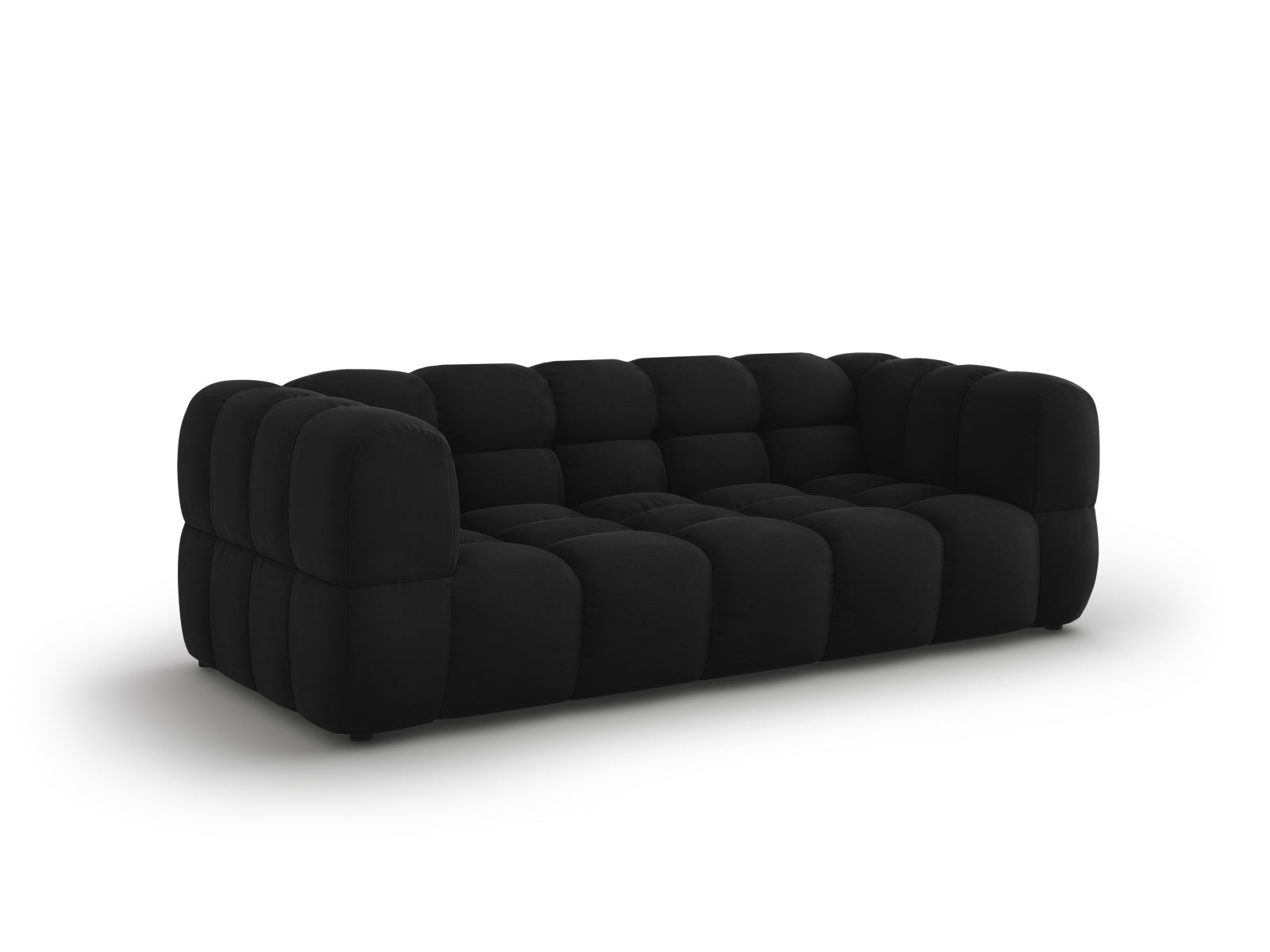 Elegantes Sky Velour Sofa in Schwarz, 3-Sitzer mit 102 cm Breite, ideal für stilvolle Wohnräume, präsentiert von Cosmopolitan Design.