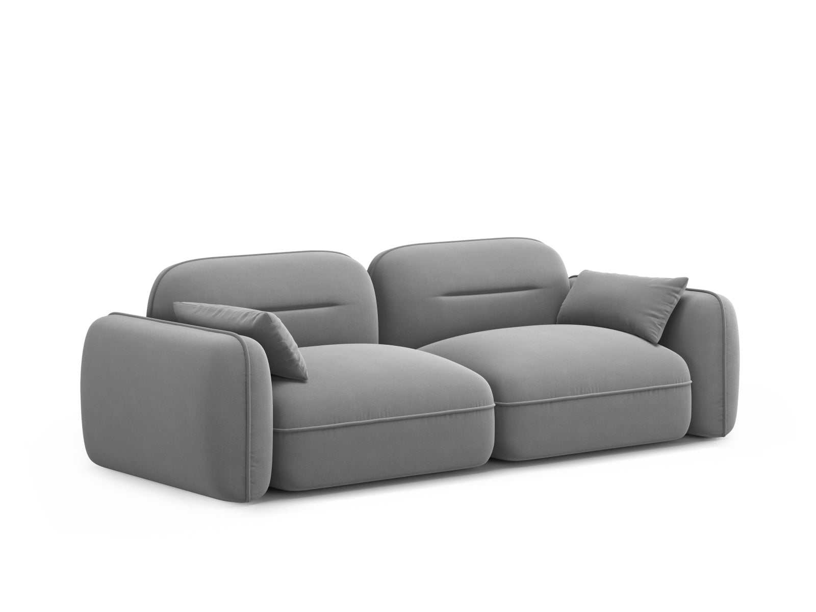 Modulares 3-Sitzer Sofa Sydney aus Velours in hellem Grau, vereint modernes Design mit hohem Sitzkomfort für jeden Wohnraum.