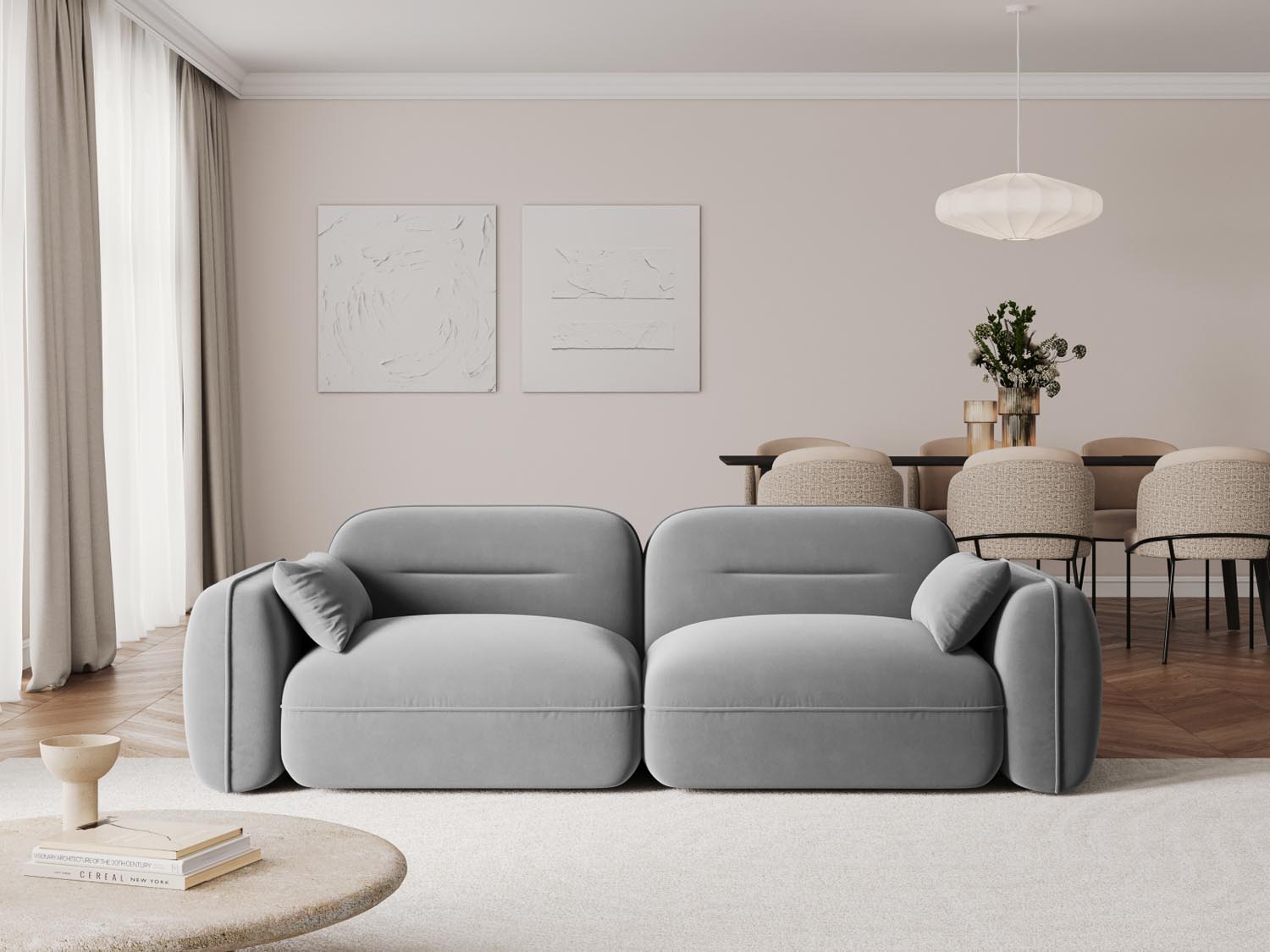 Elegantes Sydney Velour Modular Sofa in sanftem Hellgrau, ideal für stilvolle Wohnräume. Perfekte Kombination aus Komfort und modernem Design.