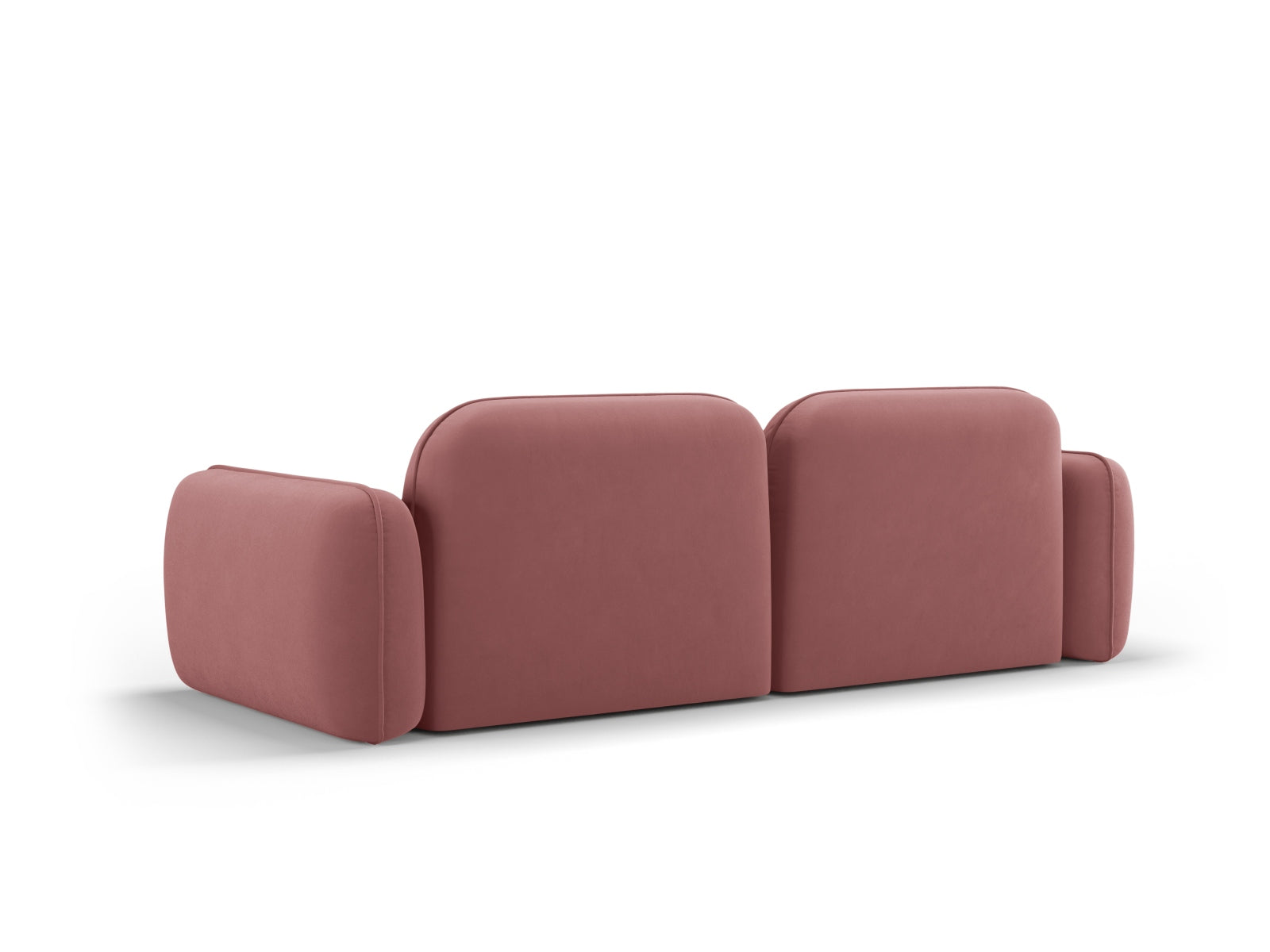 Elegantes 3-Sitzer Sofa Sydney aus weichem Velours in lebhaftem Flamingo-Rosa, ideal für moderne und gemütliche Wohnräume.