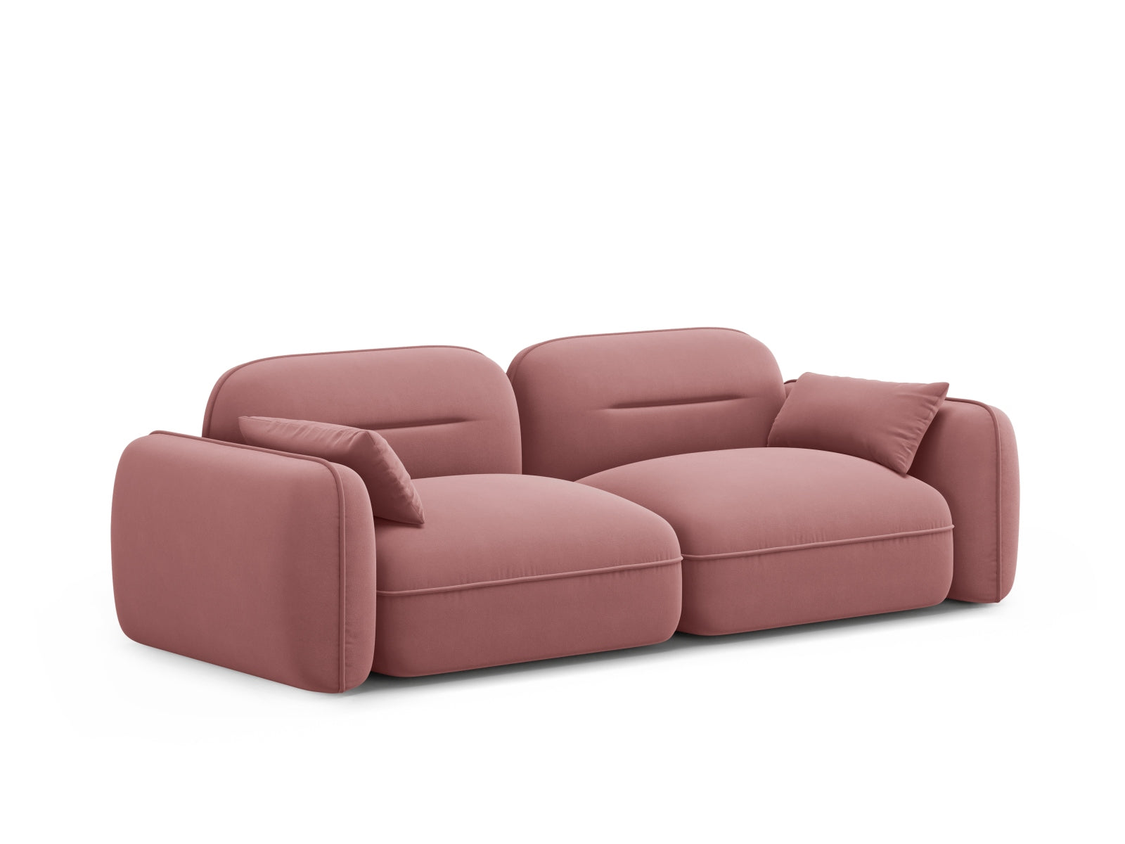 Modulares 3-Sitzer Sofa Sydney aus Velours in trendigem Flamingo-Rosa, perfekt für stilvolle und einladende Wohnbereiche.