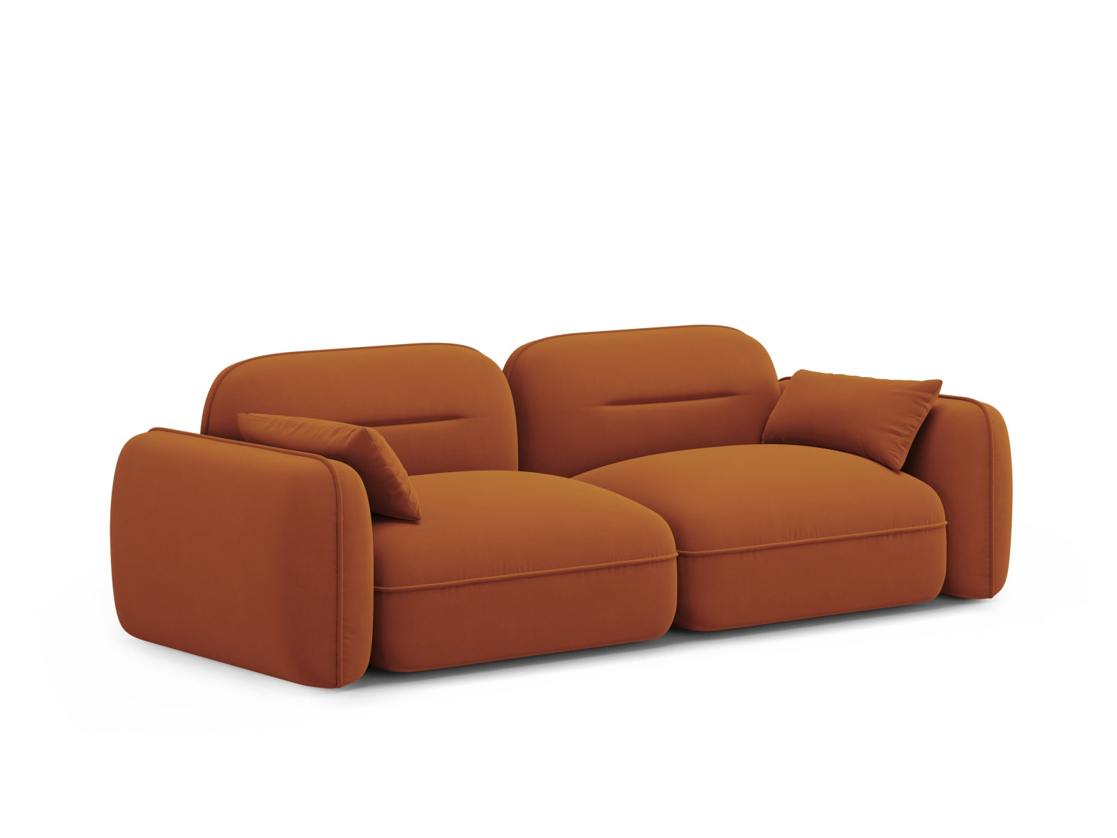 Modulares 3-Sitzer Sofa "Sydney" in luxuriösem Velours, warmes Terracotta, perfekt für moderne und gemütliche Wohnambiente.