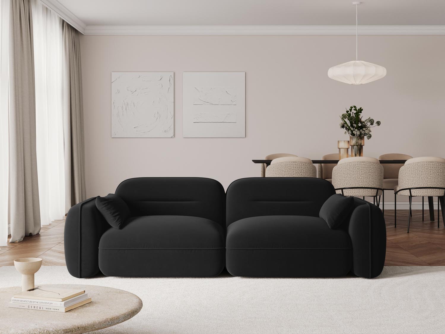Elegantes Sydney Velour Modular Sofa in Schwarz, ideal für stilvolle Wohnräume. Komfort und modernes Design vereint.