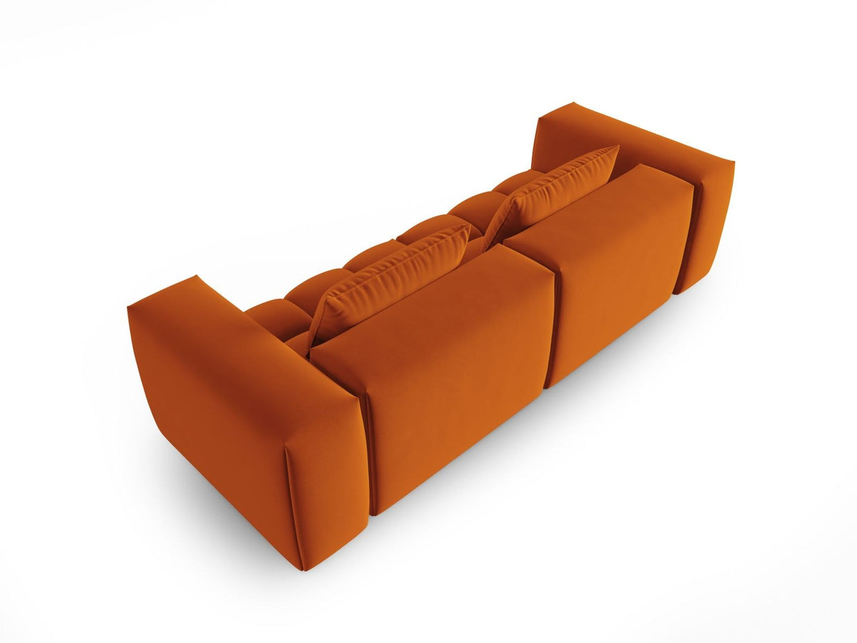 Modulares 3er Sofa Verona in Sand-Casino Samtstoff mit Massivholzrahmen und schwarzen Kunststoffbeinen, Cosmopolitan Design.