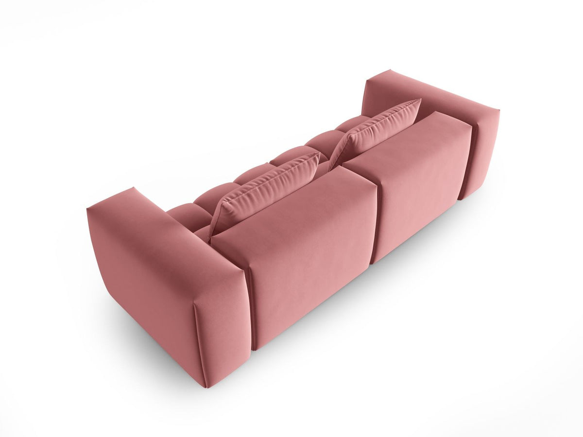Modulares 3er Sofa Verona in Sand-Casino Samtstoff mit Massivholzrahmen und schwarzen Kunststoffbeinen, Cosmopolitan Design.