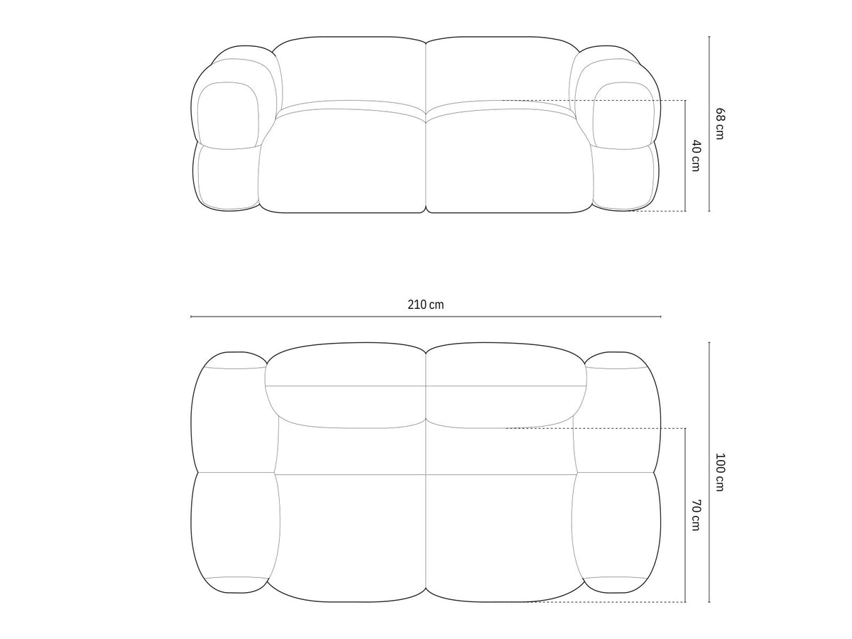 Loretto Sofa 3 Sitzer 100cm in Cappuccino-Sorella präsentiert im Onlineshop von KAQTU Design AG. 3er Sofa ist von Cosmopolitan Design