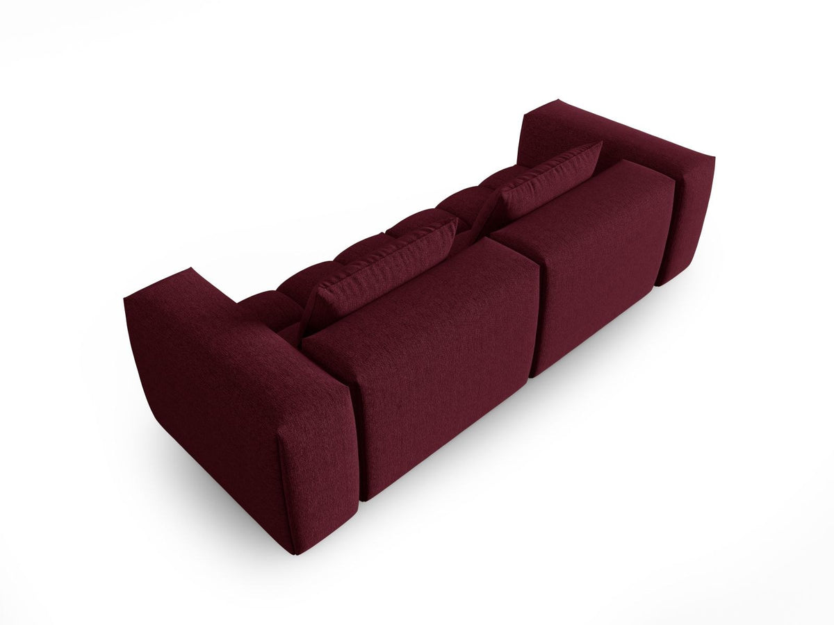 Modulares 3-Sitzer Sofa Verona in Beige mit Sorella-Stoffbezug, schwarzen Kunststoffbeinen und massivem Holzrahmen, Ansicht von vorne.