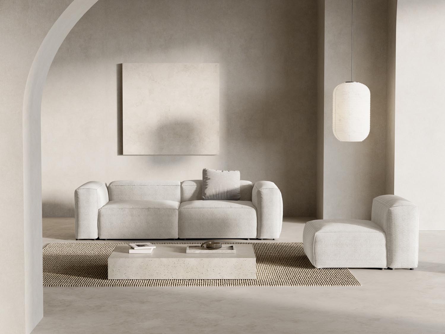 Bergamo Modular Sofa 3 Sitzer in Ivory-Perla präsentiert im Onlineshop von KAQTU Design AG. 3er Sofa ist von Cosmopolitan Design