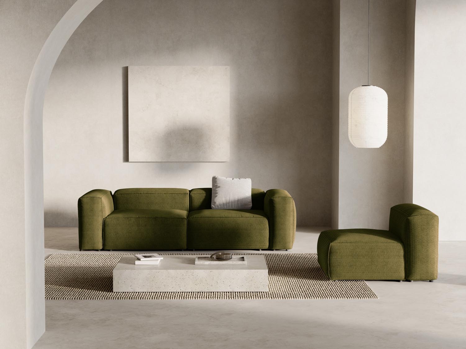 Bergamo Modular Sofa 3 Sitzer in Green-Perla präsentiert im Onlineshop von KAQTU Design AG. 3er Sofa ist von Cosmopolitan Design
