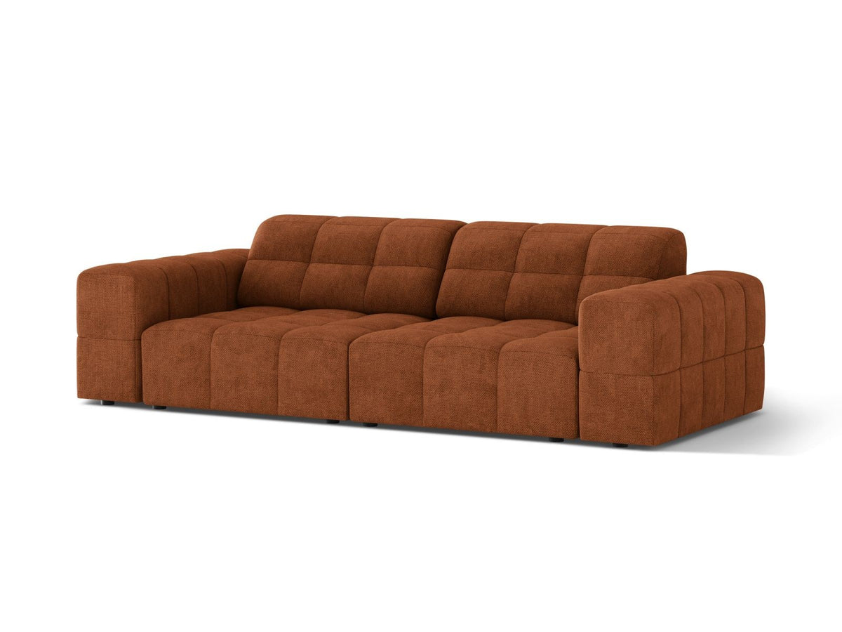 Cosmopolitan Design Chicago 3-Sitzer Sofa in Light Beige, Chenille-Stoff Eden, schwarze Kunststoffbeine, gerade Rückenlehne.