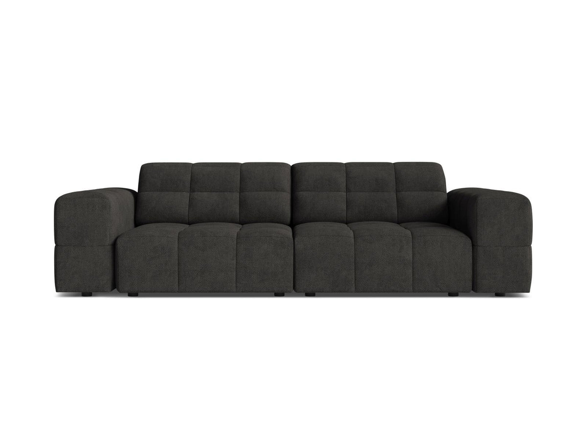 Cosmopolitan Design Chicago 3-Sitzer Sofa in Light Beige, Chenille-Stoff Eden, schwarze Kunststoffbeine, gerade Rückenlehne.