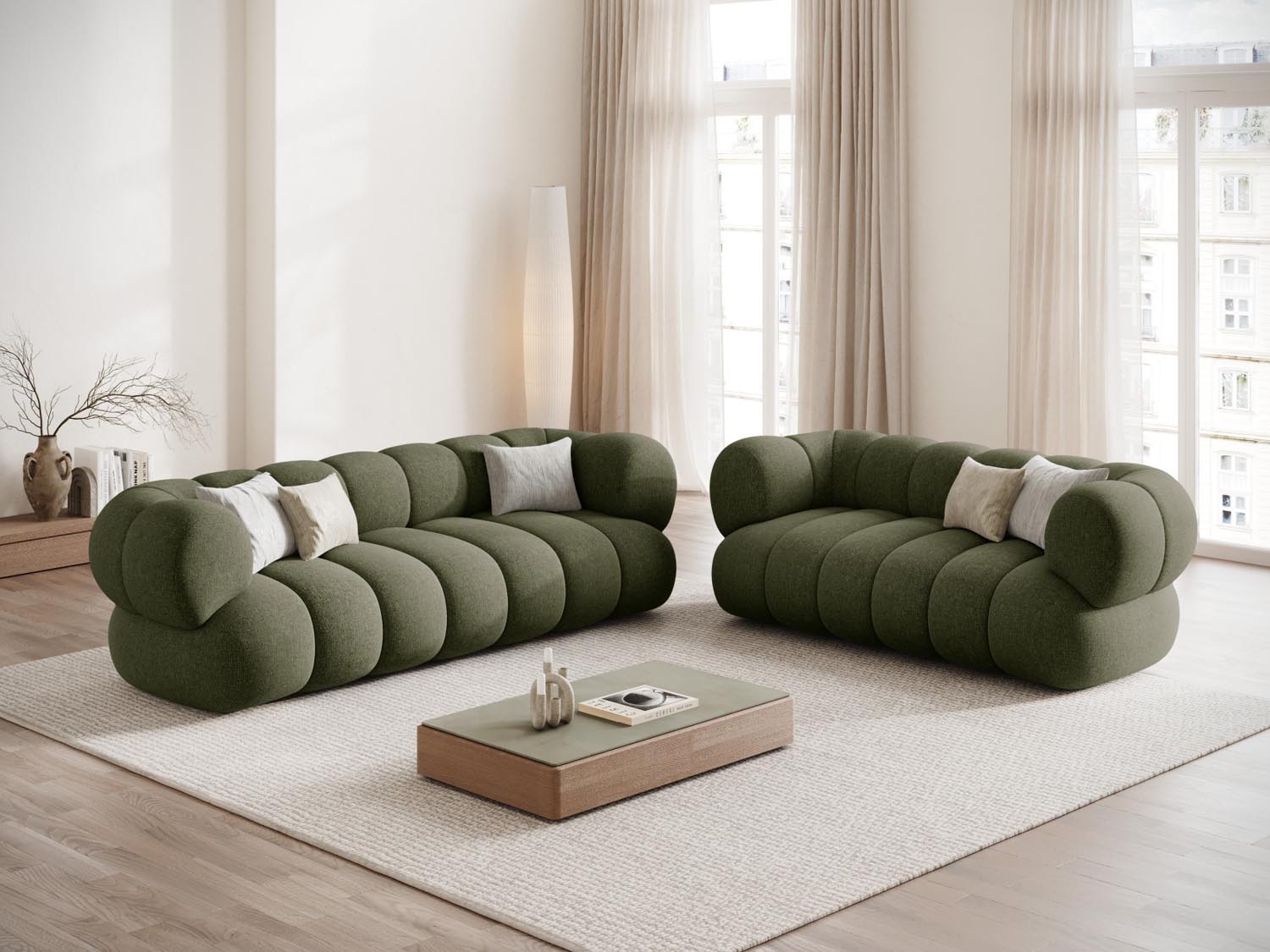 Elegantes Koge 3-Sitzer Sofa in Green-Eden, ideal für stilvolle Wohnräume, präsentiert von Cosmopolitan Design.