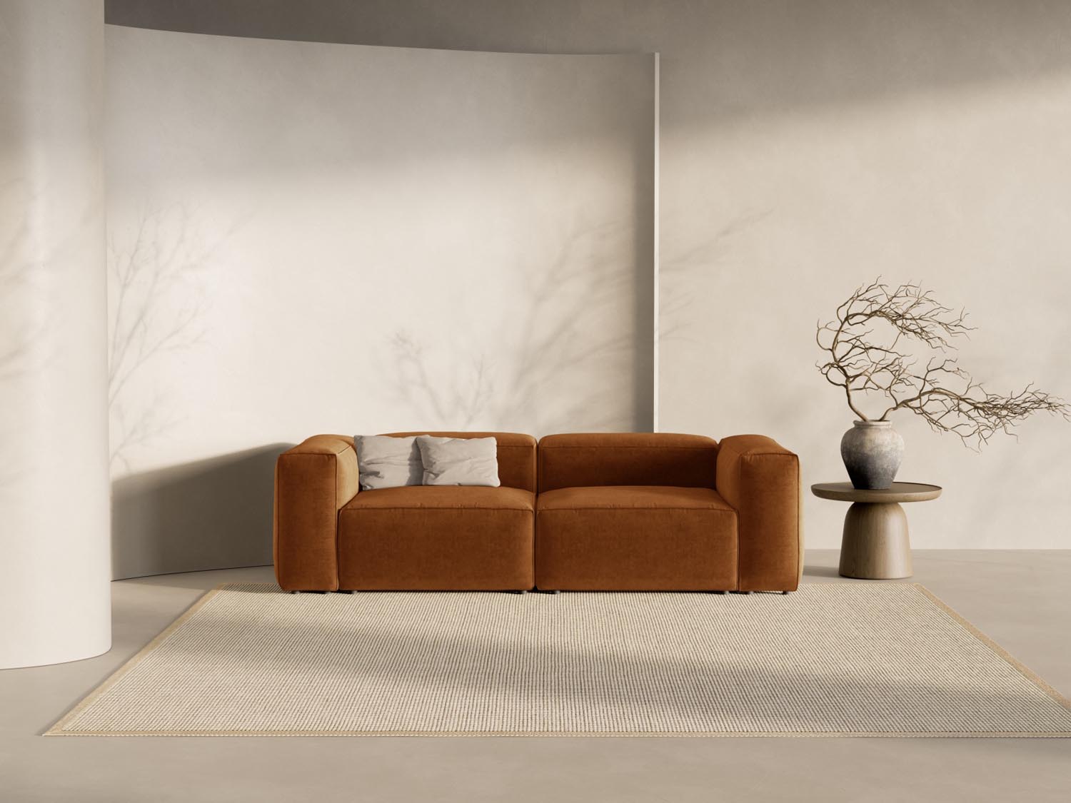 Bergamo Modular Sofa 3 Sitzer in Brick-Liberty präsentiert im Onlineshop von KAQTU Design AG. 3er Sofa ist von Cosmopolitan Design