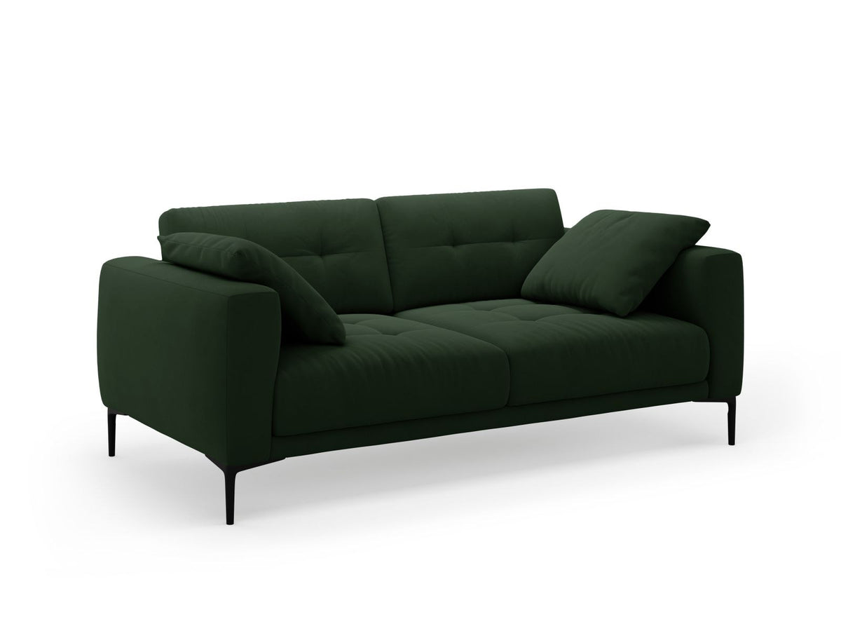 3er Sofa Lazio von Cosmopolitan Design mit Veloursstoff-Bezug in Beige-Salvador, Massivholzrahmen und schwarzen Metallbeinen aus Stahl.