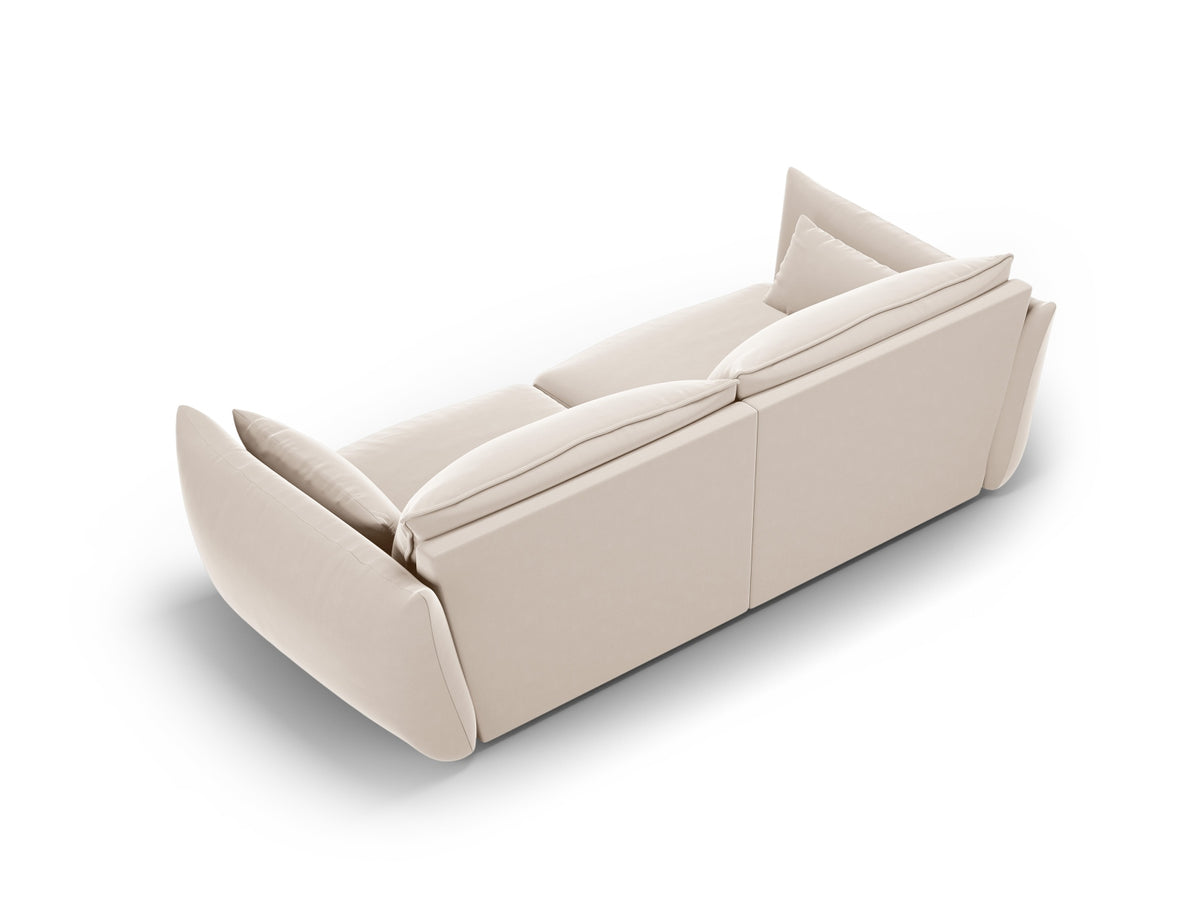 3er Sofa Matera mit Stoffbezug, Massivholzrahmen und schwarzen Kunststoffbeinen