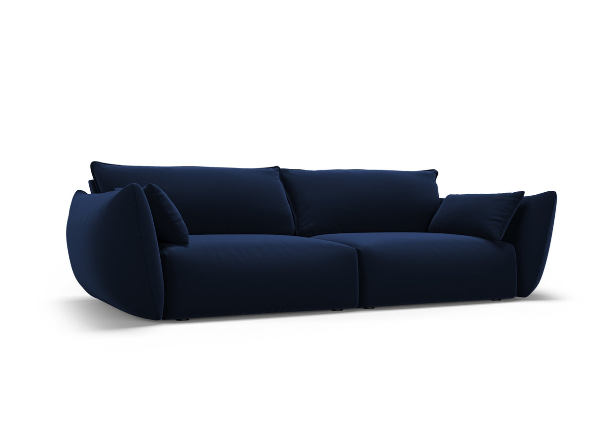 3er Sofa Matera mit Stoffbezug, Massivholzrahmen und schwarzen Kunststoffbeinen