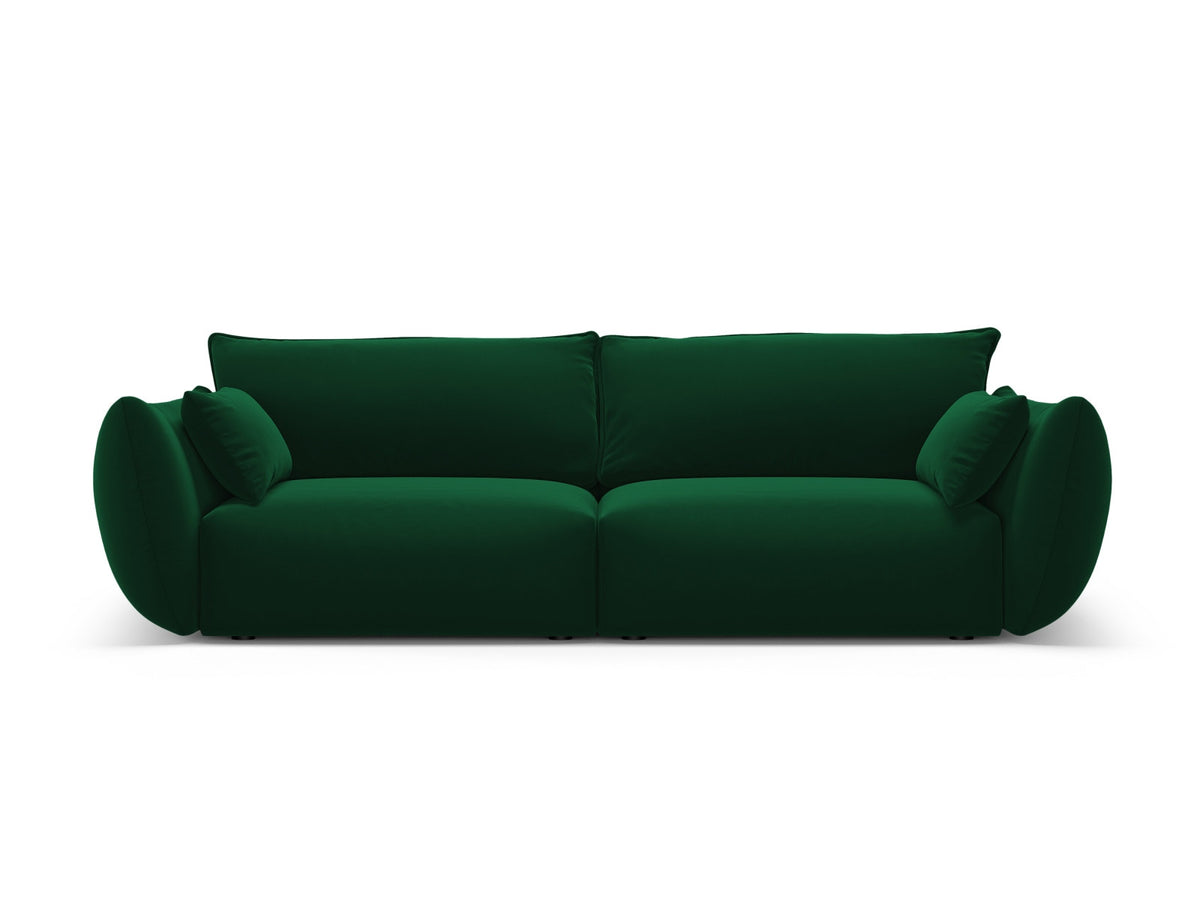 3er Sofa Matera mit Stoffbezug, Massivholzrahmen und schwarzen Kunststoffbeinen