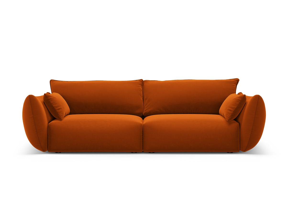 3er Sofa Matera mit Stoffbezug, Massivholzrahmen und schwarzen Kunststoffbeinen