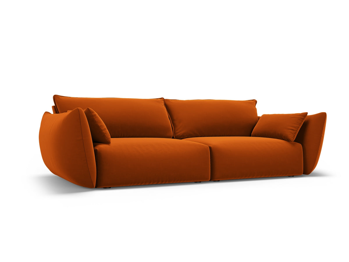 3er Sofa Matera mit Stoffbezug, Massivholzrahmen und schwarzen Kunststoffbeinen