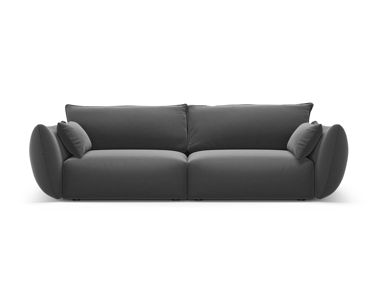 3er Sofa Matera mit Stoffbezug, Massivholzrahmen und schwarzen Kunststoffbeinen