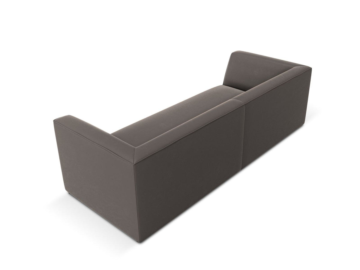 Dreisitzer-Sofa mit schwarzem Samtbezug (Salvador), Massivholzrahmen und schwarzen Kunststoffbeinen, Breite 232 cm.