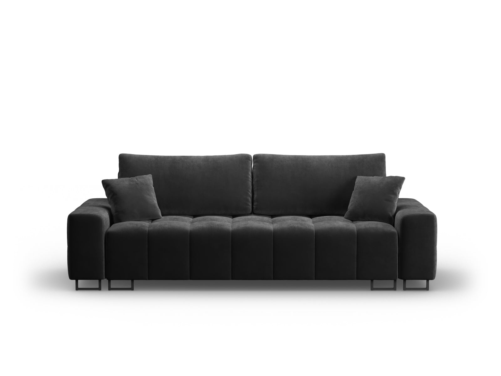 Wicklow Velour Sofa mit Schlaffunktion und Stauraum 3 Sitzer in Dark Grey präsentiert im Onlineshop von KAQTU Design AG. Bettsofa ist von Cosmopolitan Design