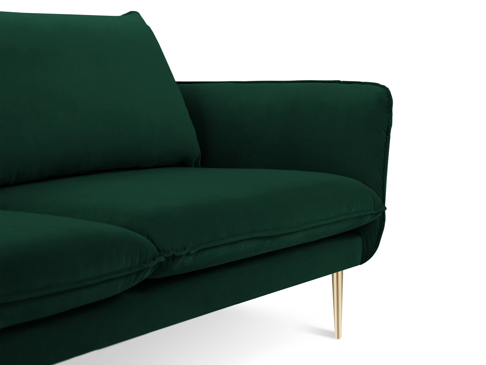 Vienna Velour Sofa 3 Sitzer 92cm in Bottle Green/Gold-Bluvel präsentiert im Onlineshop von KAQTU Design AG. 3er Sofa ist von Cosmopolitan Design