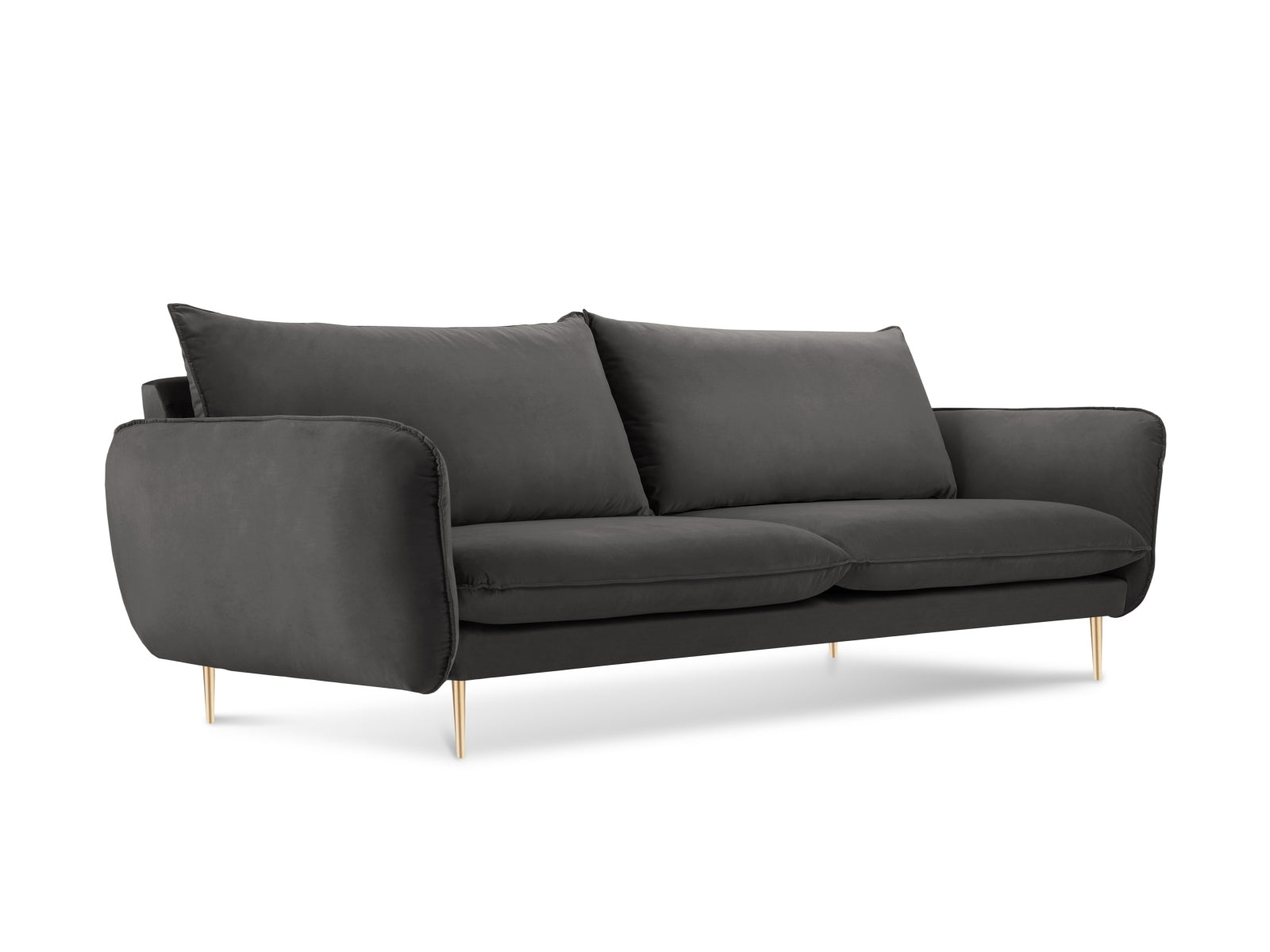 Vienna Velour Sofa 3 Sitzer 92cm in Dark Grey/Gold-Bluvel präsentiert im Onlineshop von KAQTU Design AG. 3er Sofa ist von Cosmopolitan Design